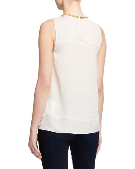 black michael michael kors neo drapey combo top|michael kors stretch tops.